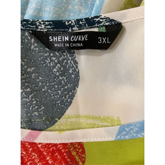 SHEIN Curve Women's Geo Gathered Ruffle Fit & Flare Mini Dress 3XL - Picture 3 of 5